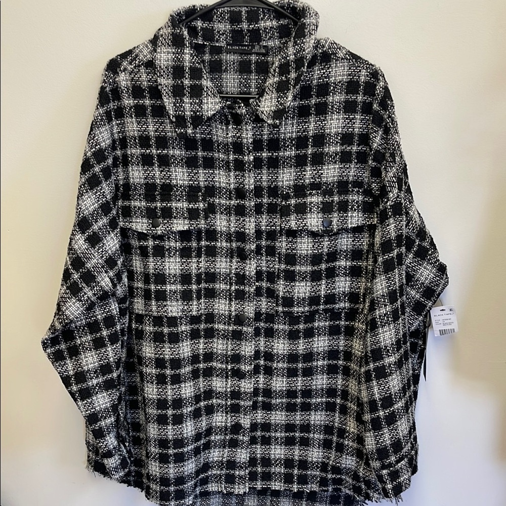 Black Tape Women's Plaid Jacket - Black and White